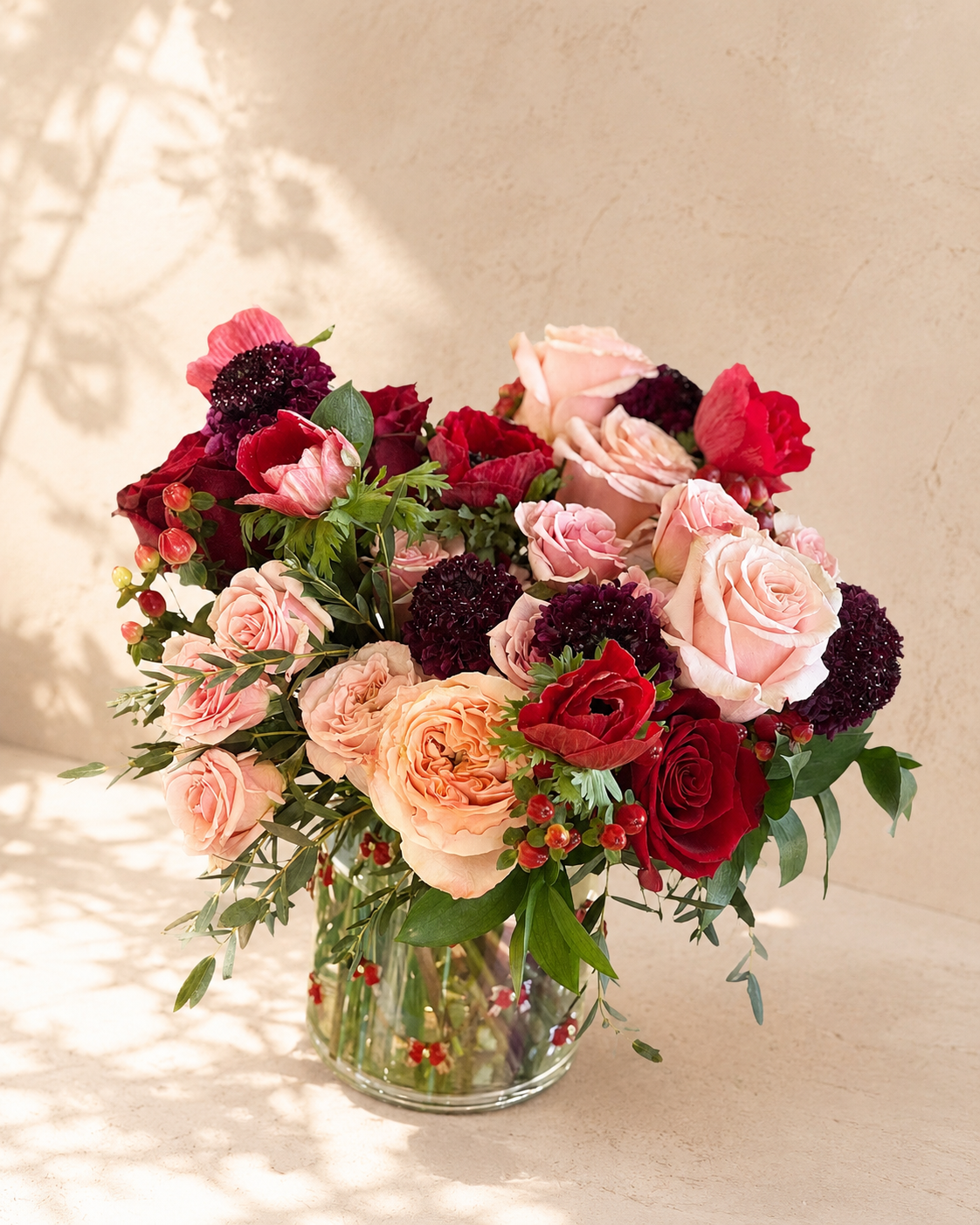 Berries & Cream – Elegant Floral Arrangement in Berry, Blush & Cream Tones | MARARI